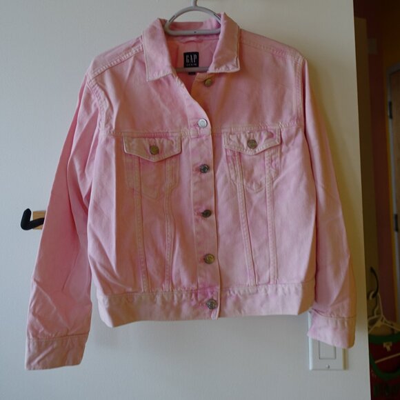 Gap pink denim jean jacket XS XSmall 0 2 - Picture 10 of 11